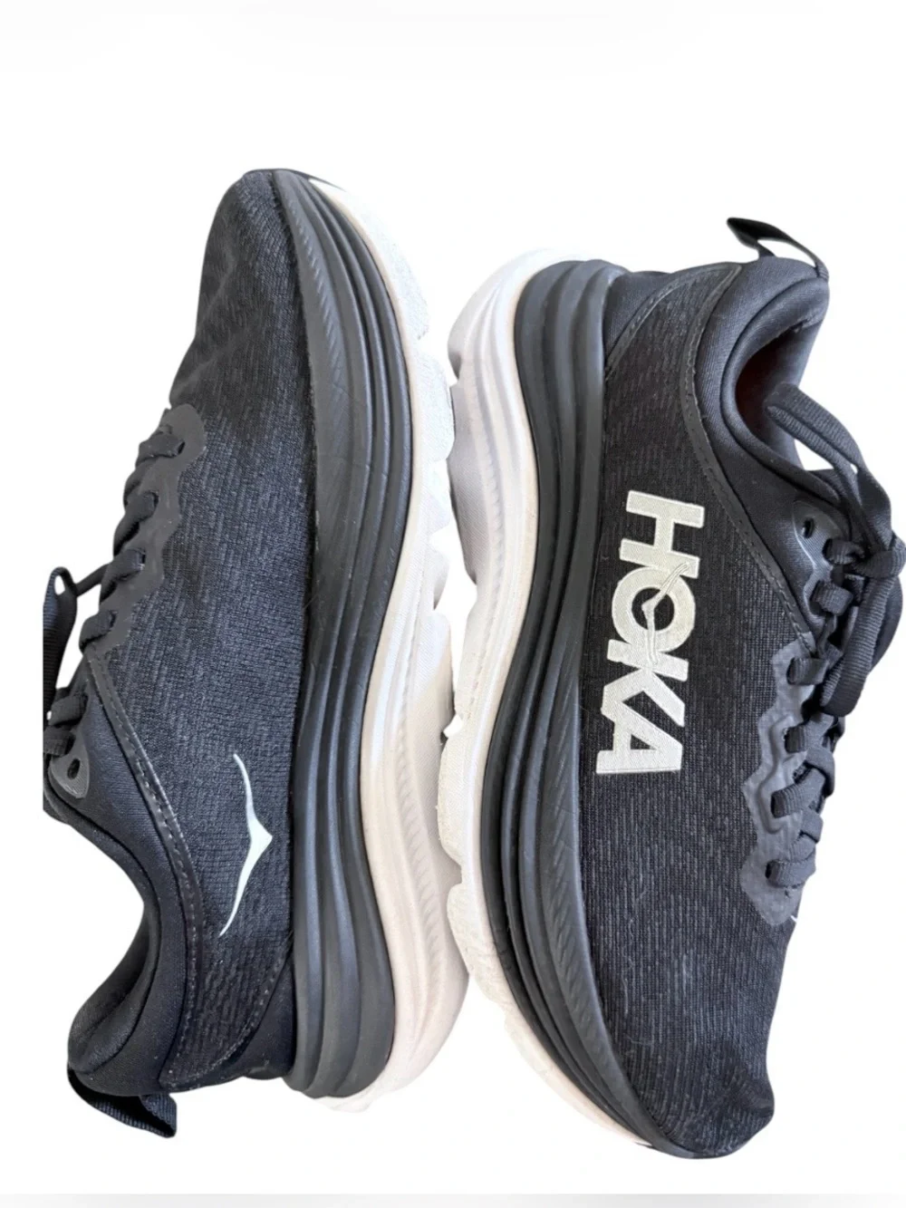 Hoka Bondi 8 women’s 6B lace up black & white running shoes